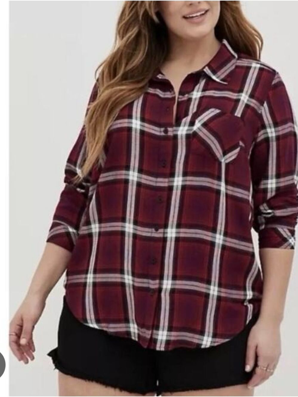TORRID | Red Plaid Lizzie Twill Button-Up Shirt SZ 6X